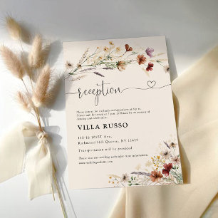 Cartão De Informações Boho Tiny Wildflower Recepção de casamento
