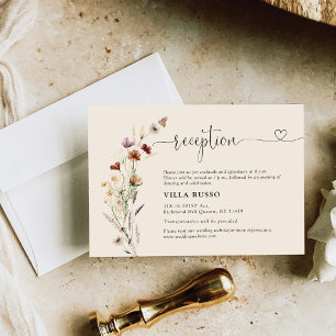 Cartão De Informações Boho Tiny Wildflower Recepção de casamento