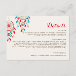 Cartão De Informações Boho Tribal Feather Dreamcatcher Weding