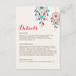 Cartão De Informações Boho Tribal Feather Dreamcatcher Weding