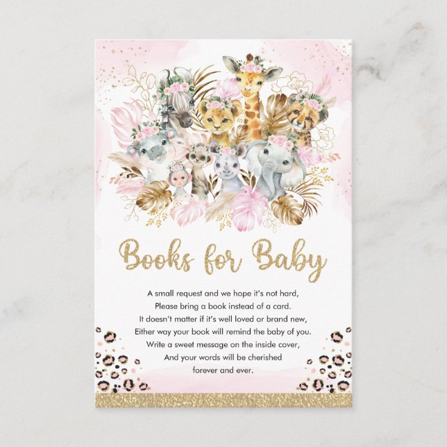 Cartão De Informações Boho Tropical Safari - Livros de Chá para Bebê (Frente)