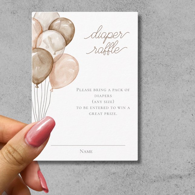 Cartão De Informações Boho Watercolor Balloon Fralda Raffle (Criador carregado)