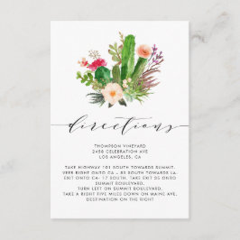 Cartão De Informações Boho Watercolor Cactus - Direções De Casamento