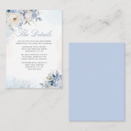 Cartão De Informações Boho Watercolor Dusty Blue Floral Detalhes do Casa