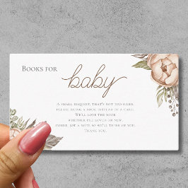 Cartão De Informações Boho Watercolor Floral Books para o Chá de fraldas