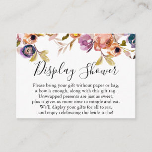 Cartão De Informações Boho Watercolor Flowers No Wrap Chá de panela
