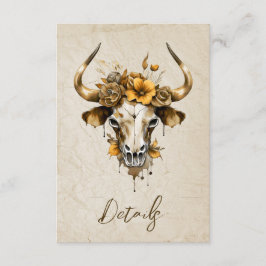 Cartão De Informações Boho Watercolor Vaca Floral Caveira Caveira Casame