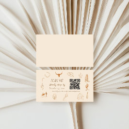Cartão De Informações Boho Western Cowboy Illustration Wedding Scan Me 