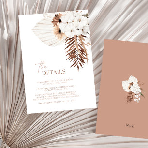 Cartão De Informações Boho White Orchids Pampas Grass Detalhes Do Casame