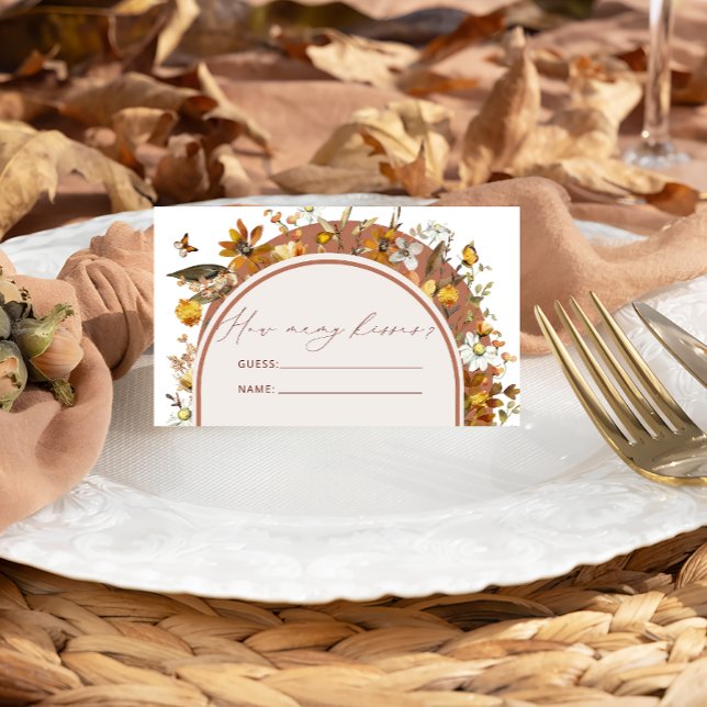 Cartão De Informações Boho Wildflower Adivinha Quantos Kisses Jogo de Br (Criador carregado)