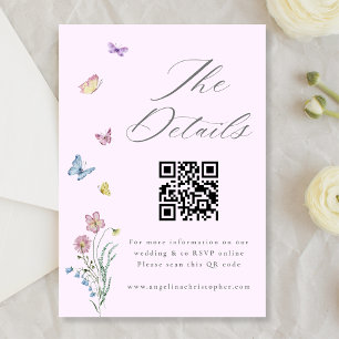 Cartão De Informações Boho Wildflower Butterfly Casamento