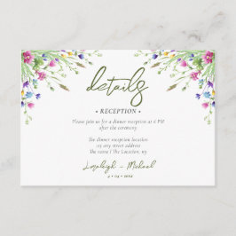Cartão De Informações Boho wildflower Casamento QR Code