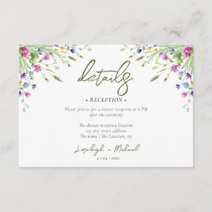 Cartão De Informações Boho wildflower Casamento QR Code