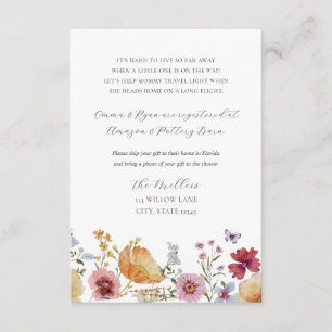 Cartão De Informações Boho Wildflower Long Distance Gift Request