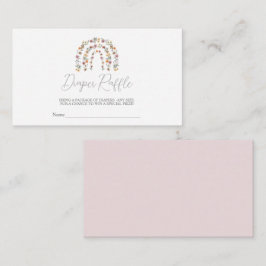 Cartão De Informações Boho Wildflower Rainbow Fralda Raffle Chá de frald