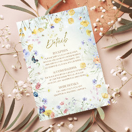Cartão De Informações Boho Wildflower Rustic Green Wedding