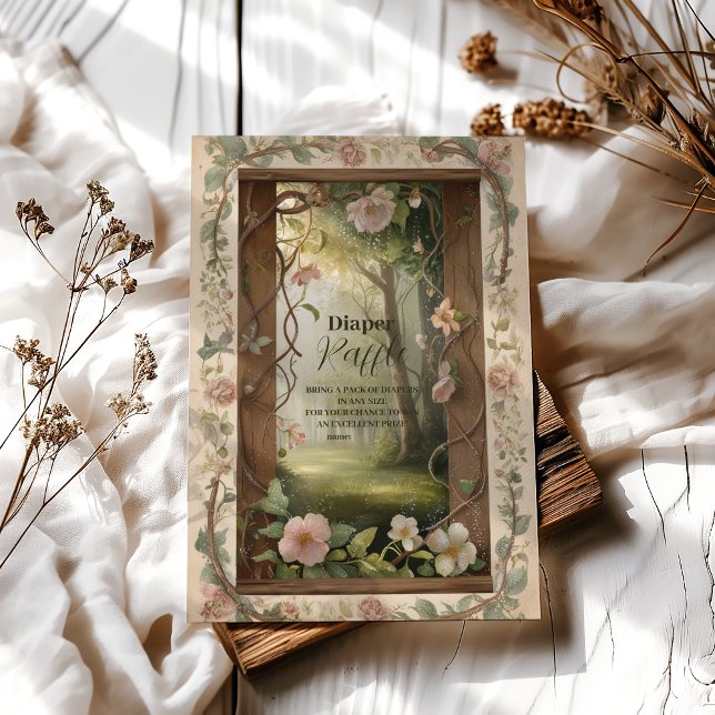 Cartão De Informações Boho Woodland Forest Raffle Diapper (Criador carregado)