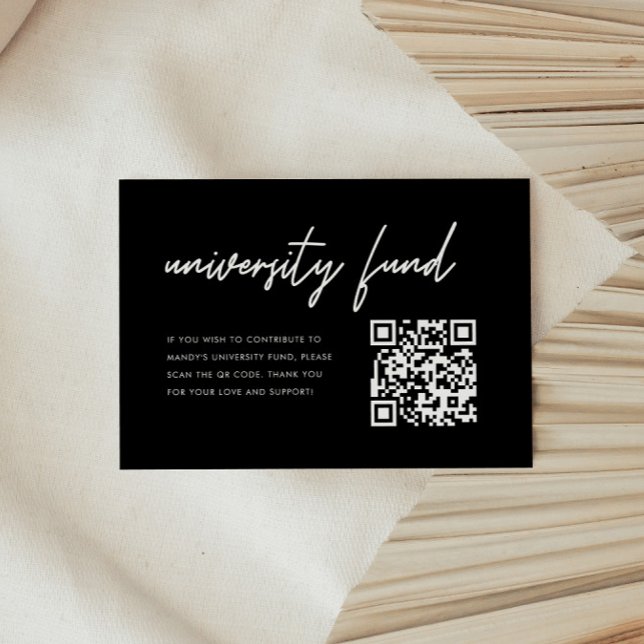 Cartão De Informações Bold Black University Fund QR Code Graduation (Criador carregado)