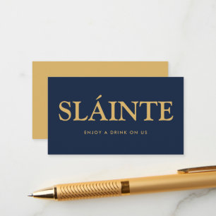 Cartão De Informações Bold Font "Sláinte" Bilhete de Bebidas Francas Gaé