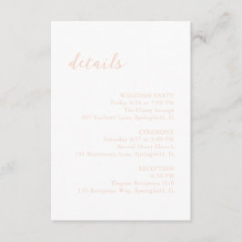 Cartão De Informações Bold Script Peach Elegant Wedding