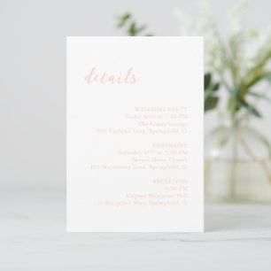 Cartão De Informações Bold Script Peach Elegant Wedding