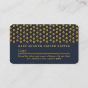 Cartão De Informações Bolinhas azul e Dourada, bilhete de Fralda