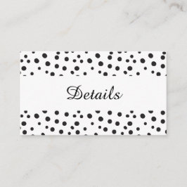 Cartão De Informações Bolinhas. Detalhes do casamento preto e branco