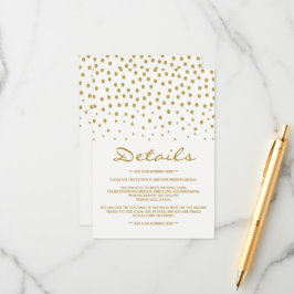Cartão De Informações Bolinhas Dourada - Branco e Dourado - Detalhes do 