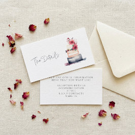 Cartão De Informações Bolo de casamento em aquarela bonita os detalhes