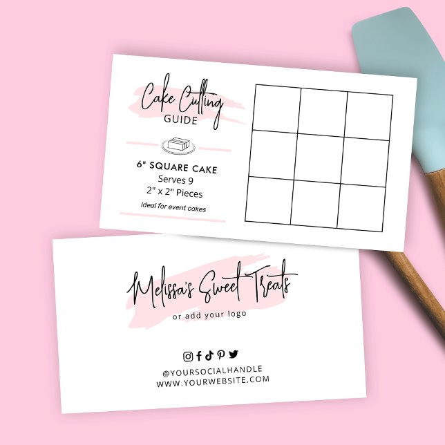 Cartão De Informações Bolo de Festa Quadrada de 6" Servindo Partes 2x2 (6 inch square cake cutting instructions)