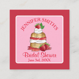 Cartão De Informações Bolo de Morango Shortcake Chá de Noiva Aniversário
