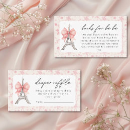 Cartão De Informações Bon Jour Be French Toile Pink Chá de fraldas