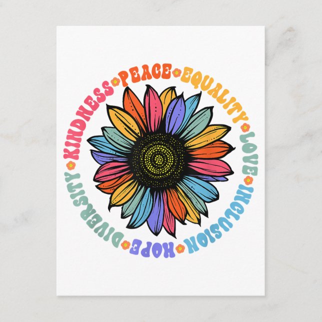 Cartão De Informações Bondade Paz Igualdade Amor Esperança Diversidade H (Frente)