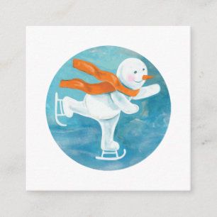 Cartão De Informações Boneco de Neve Patinando no Gelo  