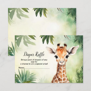 Cartão De Informações Bonita festa de Chá de fraldas da selva da Girafa