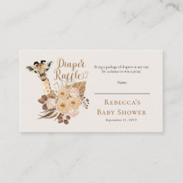 Cartão De Informações Bonita Girafa Boho Chá de fraldas Raffle