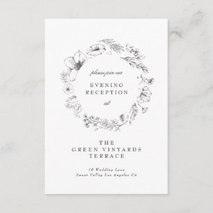 Cartão De Informações Bonita Recepção de casamento Floral esboçada em