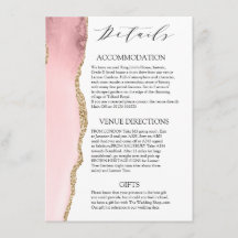 Bonito Blush Pink Agate Detalhes do casamento Mode