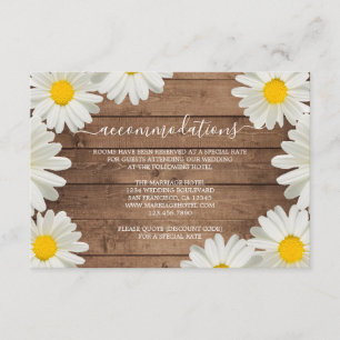 Cartão De Informações Bonito Daisies Rustic Wood Wedding Information