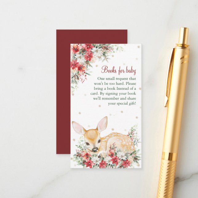 Cartão De Informações Bonito Natal Oh Chá de fraldas de Veado Livros par (Frente/Verso In Situ)