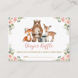 Cartão De Informações Bonito Woodland Blush Floral Baby Fralda Raffle