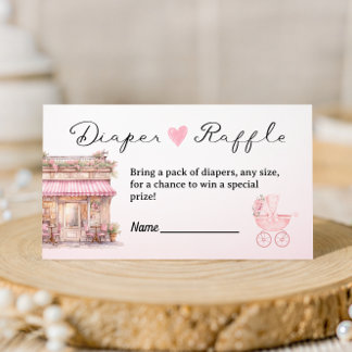 Cartão De Informações Bonjour Bebe Diaper Raffle Card Paris Baby Shower 