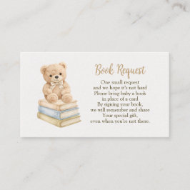 Cartão De Informações Book Request Neutral Teddy Bear Baby Shower Boho