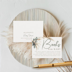 Cartão De Informações Books Chá de fraldas Pampas Greenery Neutral