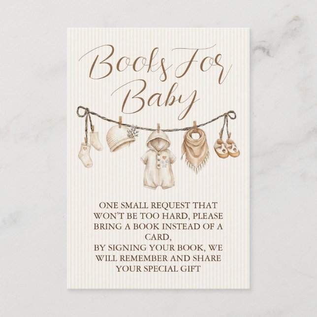 Cartão De Informações Books For Baby Boho Clothesline Baby Shower (Frente)