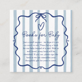Cartão De Informações Books for Baby Cute Blue Stripes Baby Shower