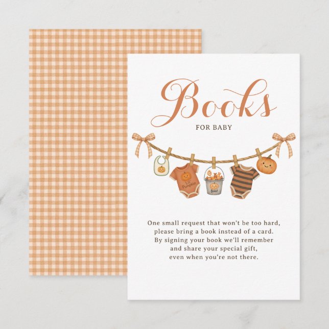 Cartão De Informações Books for Baby Shower Halloween (Frente/Verso)