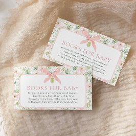 Cartão De Informações Books For Baby Vintage Floral Pink Bow Baby Shower