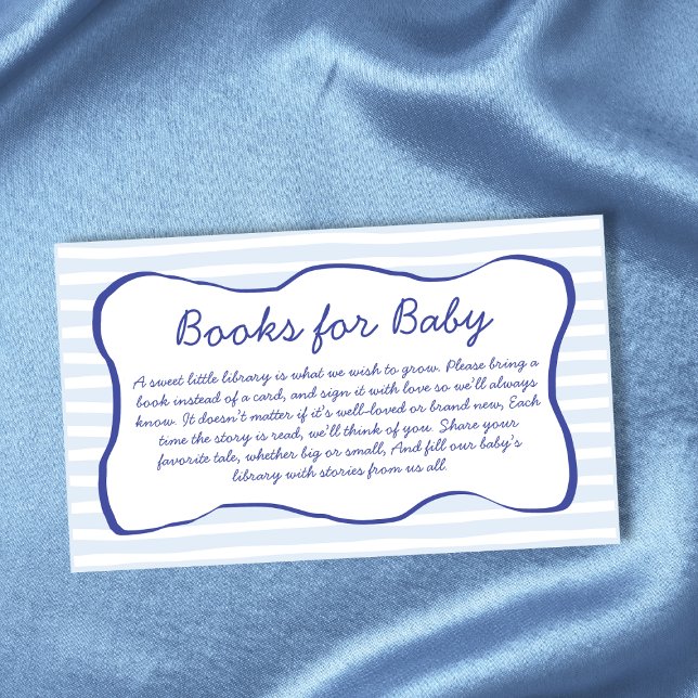 Cartão De Informações Books For Baby Wavy Frame Blue Baby Shower (Books For Baby Wavy Frame Blue Baby Shower Enclosure Card)