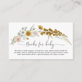 Cartão De Informações Books for Baby yellow floral Baby Shower custom